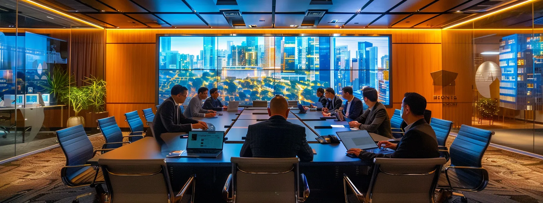 a sleek, modern conference room filled with diverse professionals engaged in a dynamic discussion, illuminated by ambient lighting that highlights a large display screen showcasing a detailed remodeling plan, emphasizing the importance of clear communication in collaborative projects. a sleek, modern conference room filled with diverse professionals engaged in a dynamic discussion, illuminated by ambient lighting that highlights a large display screen showcasing a detailed remodeling plan, emphasizing the importance of clear communication in collaborative projects.